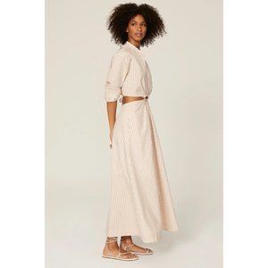 Jonathan Simkhai Janet Open Back 100% Cotton Shirt Striped Dress Size 2